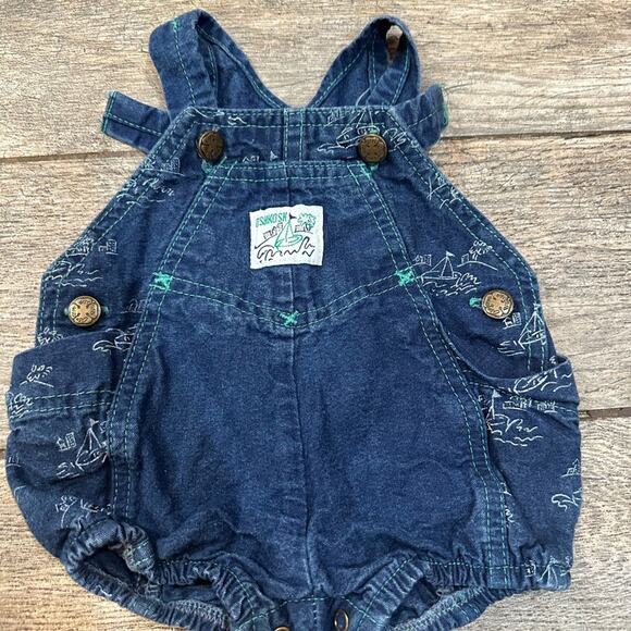 Vintage‎ Osh Kosh Vestbak Nautical overalls romper made in USA 3/6 months